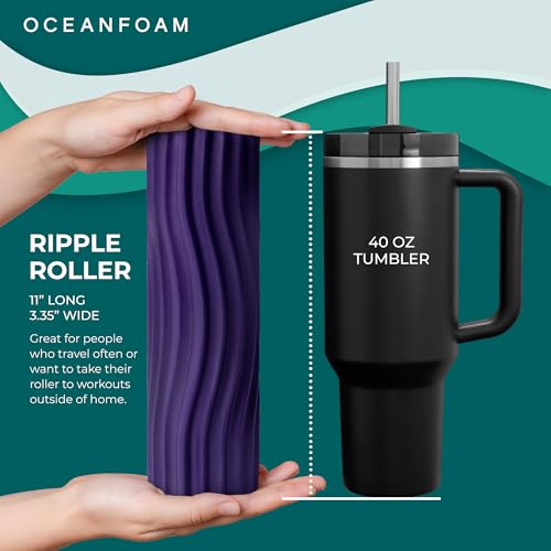 Oceanfoam Ripple Roller - Small Foam Roller for Physical Therapy (Purple) - color: Purple