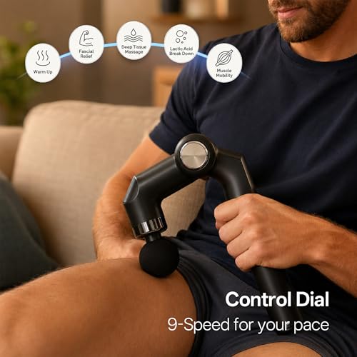 brenzo Massage Gun with Extended Handle, Cordless Full Body Massager
