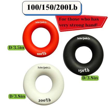 Hand Exerciser - PROFESSIONAL GRADE, Set or Single, Different Sizes. Visit to see more! Bague classique en silicone parfaite pour améliorer la force, la puissance et la vitesse dans les poignets. - size: 5 Set - 100-150-200 lb