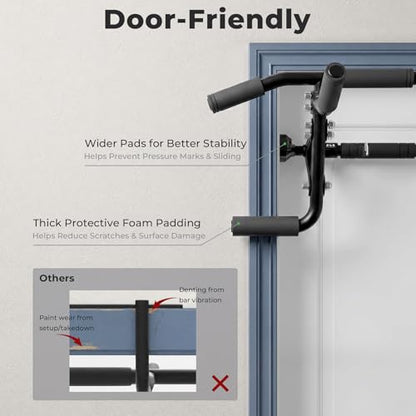 EAST MOUNT 2026 Upgrade Doorway Pull Up Bar for Door Frame, Adjustable Height & Width(29.5"–37.4"), No Screws, No Damage, No Removal Needed, 440 lbs Heavy Duty Home Gym Chin Up Bar