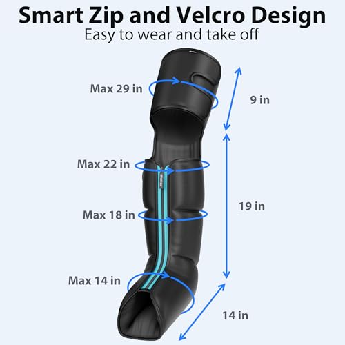 CINCOM Leg Massager for Circulation and Pain Relief, Air Compression 3 in 1 Leg Massager for Foot Calf & Thigh, Leg Compression Boots for Recovery, Edema, RLS Relief