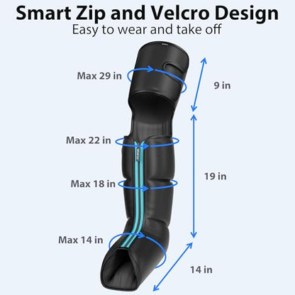 CINCOM Leg Massager for Circulation and Pain Relief, Air Compression 3 in 1 Leg Massager for Foot Calf & Thigh, Leg Compression Boots for Recovery, Edema, RLS Relief
