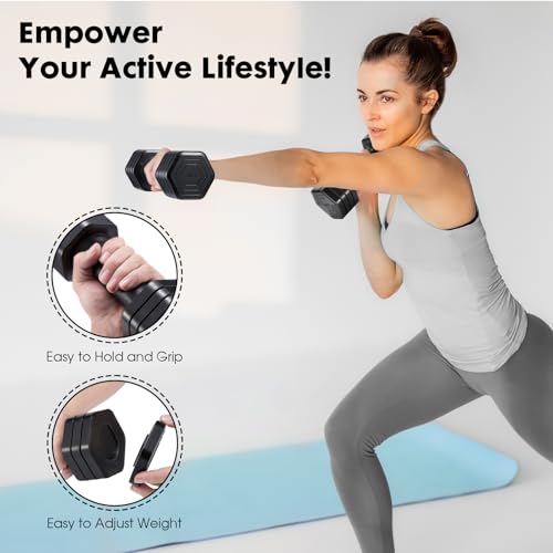 EQUIPRO Adjustable Dumbbell Set, 4 in 1 Free Weights Dumbbells Set for Women, Weights for Women at Home, 2lb 3lb 4lb 5lb with TPU Soft Rubber Handle for Home Gym Exercise Training - color: Black
