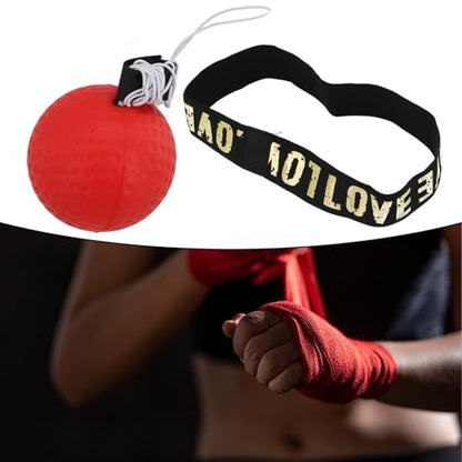 Boxing Reflex Ball with Headband, PU Speed Punching Bag for MMA Muay Thai Training, Reaction Time Agility Hand Eye Coordination Trainer, Lightweight Soft Fitness Equipment for Home Gym Workout(Red)