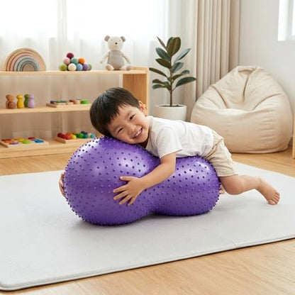 Sensory Peanut Ball 35x18 Inch, Anti Burst Peanut Shaped Therapy Ball with Air Pump, Yoga Exercise Ball for Pregnancy Labor Fitness Balance Core Physical Strength Training Flexible Wiggle Seating
