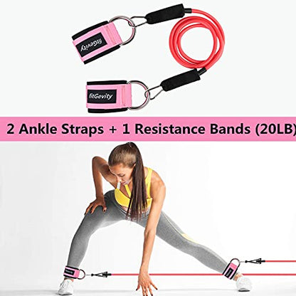 Resistance Bands Exercise Bands for Legs and Butt,Fabric Non Slip Hip Fitness Booty Workout Bands, Set of 8 Resistance with Door Anchor Legs Ankle Straps for Men Women Gym Home Fitness Yoga