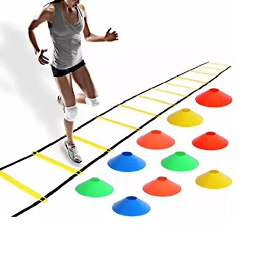 Ladder 12 Rung 20ft Speed Training Set with 10 Discs & Carrying Bag for Soccer and Sports Enhancement