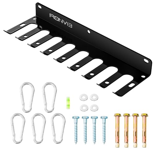 Wall-Mounted Gym Organizer, Resistance Band Storage Rack, Barbell Holder Wall Mount, Dumbbell Storage, Home Gym Accessories Holder