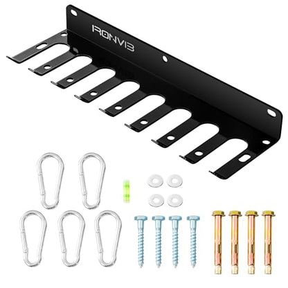 Wall-Mounted Gym Organizer, Resistance Band Storage Rack, Barbell Holder Wall Mount, Dumbbell Storage, Home Gym Accessories Holder