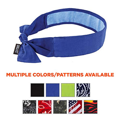 Ergodyne Chill Its Cooling Bandana, Lined with Evaporative PVA Material for Fast Cooling Relief, Tie for Adjustable Fit, Blue, 2-Pack - size: 1 Count (Pack of 2)