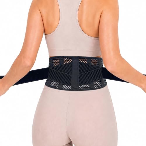 Breathable Thin Back Brace for Women, Adjustable Lower Back Support Belt for Everyday Pain Relief, Slim Low-Profile Lumbar Brace with Gentle Compression, Comfortable Under Clothes - size: XS/S(Waist:27.5"-35")