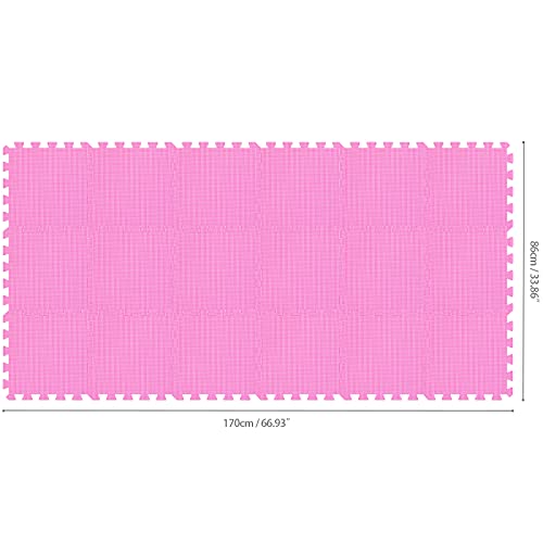 qqpp EVA Rubber 18 Tiles Interlocking Puzzle Foam Floor Mats - Baby Play Mat for Playing | Exercise Mat for Home Workout. Pink. QC-Cb18N