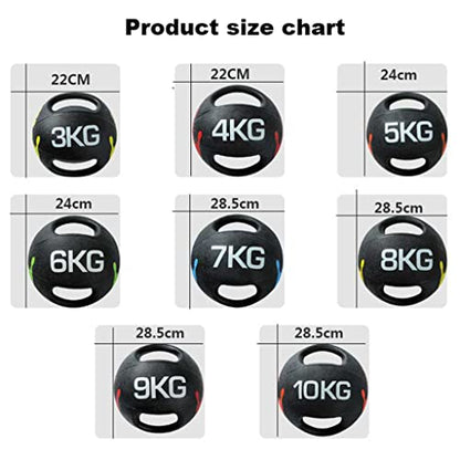 Professional 3KG-10KG Double Handle Grip Medicine Ball - for Weights Training MMA Boxing Exercise Fitness (J 7KG)