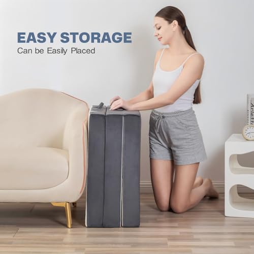 Folding Foam Mattress 4 Inches Foldable Floor Mattresses with Collapsible and Washable Cover, Portbale Travel Mat Tri-fold Guest Mattress Camping Sofa Bed