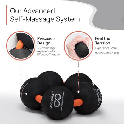 PRIMEKINETIX MyoBalls Foam Roller - Foam Rollers for Muscles, Enhanced Mobility, Deep Tissue & Full Body Massage, Trigger Point Therapy, for Athletes & Active Lifestyles, 1 Set of 5 Balls, Black