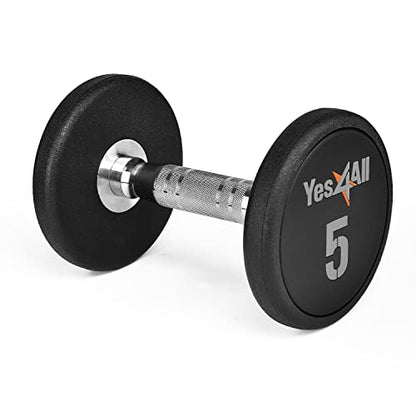 Yes4All Urethane Dumbbell with Anti-Slip Knurled Handle 5-50 LB for Muscle Building - Sold Individually - color: A. 5 Pounds