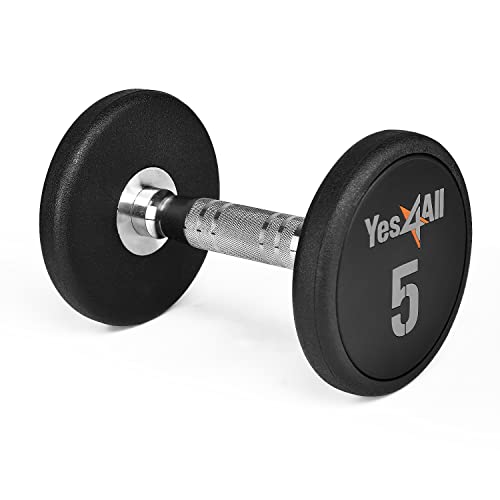 Yes4All Urethane Dumbbell with Anti-Slip Knurled Handle 5-50 LB for Muscle Building - Sold Individually - color: A. 5 Pounds