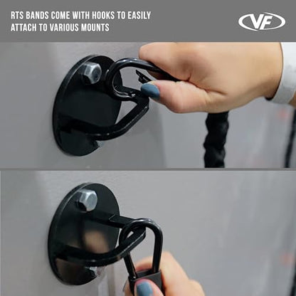Valor Fitness Resistance Bands - 5lb to 25lbs - Carabiners Attached & 2 Bands per Weight Option with Handles– Sheath Covered - Strength Training New Compact 39" Design - Wall Door Rack Mount Options - color: Black -20 lb Pair