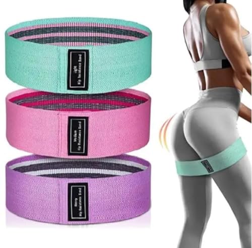 Resistance Bands, Set for Exercise, 3 Resistance Levels, Fabric Stretch Bands for Legs and Glutes, Workout Bands for Yoga, Pilates, Training