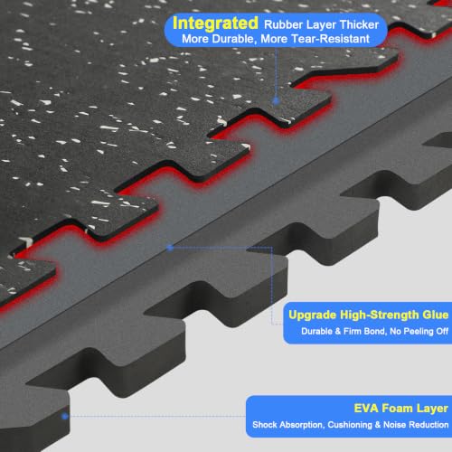 0.56" Thick Rubber Gym Floor Mats, 24 Tiles 96 SqFt, Heavy Duty Flooring - size: 24 Tiles (96 Sq Ft)