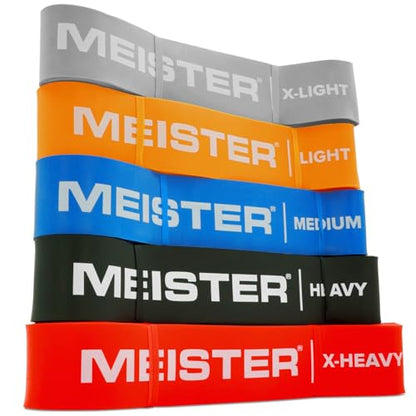 Meister X Band Comfort-Width 41" x 2" Resistance Bands - X-Wide Premium Loop Bands - style: Complete 5 Band Set