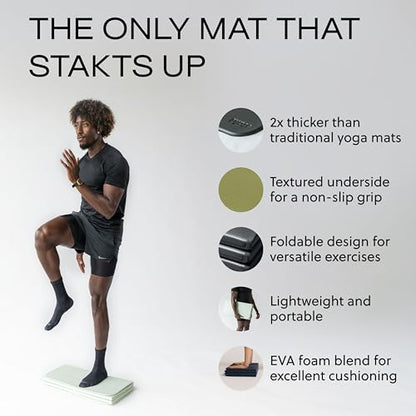 Stakt The Original Foldable Yoga Mat, Premium Foldable Exercise & Workout Mat with Non-Slip Surface, Lightweight Portable for Studio or Home Use, As Seen on Shark Tank