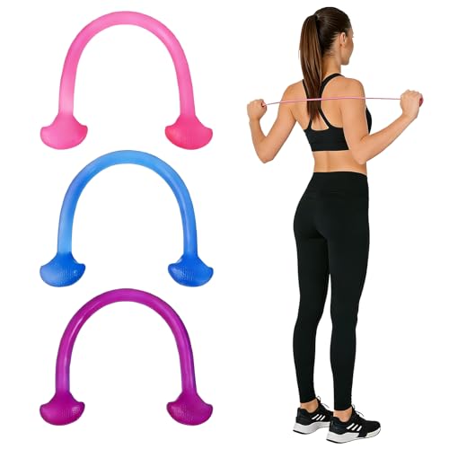 I-Shaped Resistance Band with Handles, 3 Pcs Elastic Exercise Bands for Home Workout, Yoga, Pilates, Shoulder Opening, Back & Arm Training, Portable Fitness Stretching Tool for Men and Women