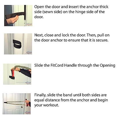 Fitness Door Anchor for Resistance Bands - Secure and Durable Home Gym Workout Equipment for Strength Training and Resistance Exercises - Solid Nylon Strap Easy to Install and Portable, Black