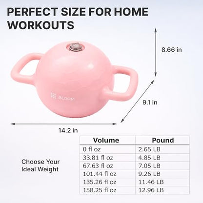 Water-Filled Adjustable Kettlebell, 2-12 lb, Dual Handle Weight for Women
