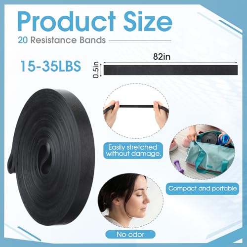 20 Pcs Resistance Bands for Stretching Heavy Duty Pull up Assistance Bands 15-35 Lbs for Home Gym Strength Training Exercise Workout Yoga, Black
