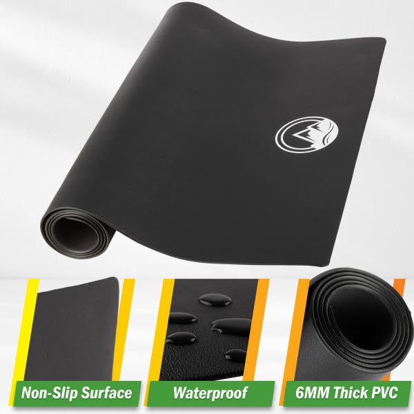 Treadmill & Exercise Equipment Mat – Non-Slip, Waterproof Pad for Bike, Walking Pad, Elliptical or Home Gym – Noise-Reducing Workout Floor Protector by Wakeman - size: Large