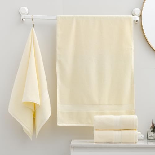Extra Large Hand Towels for Bathroom - 4 Pack 100% Cotton Bath Towel Set 40 x 20 Inches, Larger & Lighter Weight, Quicker to Dry, Super Soft and Absorbent, Beige Hand Towels Perfect for Bathroom - color: Beige
