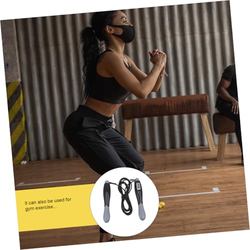 HANABASS Electronic Counting Jump Rope for Adults, Steel Wire Fitness Skipping Rope with Digital Counter, Black-Grey Long Cord for Home Workout and Weight Loss Training