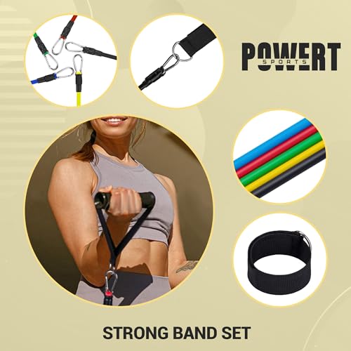 POWERT Resistance Bands Set (11pcs), Workout Bands with Handles, Door Anchor, Ankle Straps and Carry Bag, Exercise Bands, Portable Set, Good for Home Gym Fitness,Sports, Physical Therapy