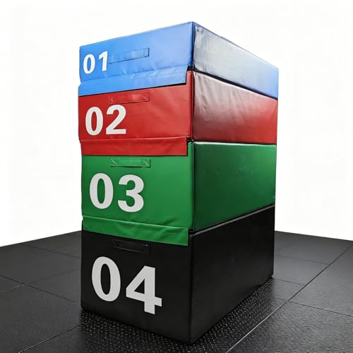Free Combination Plyo Jump Box 7.9-55.1in Stackable Foam Box with Non-Slip Surface, Shock-Absorbing EPE Foam for Plyometrics, HIIT, Strength Training Home Gym(Size:01#+02#+03#+04#) - size: 01#+02#+03#+04#