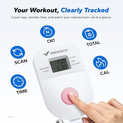 MERACH Ab Machine, Adjustable Dual Track Ab Trainer, Ab Workout Equipment - color: WHITE&PINK