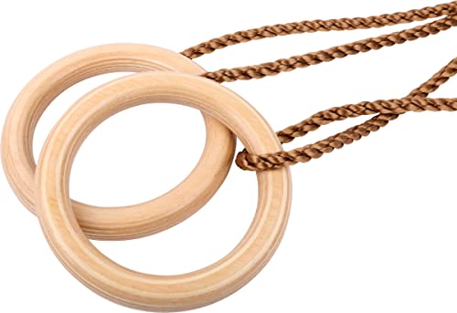 Small Foot 11592 Gymnastic Made of Solid Wood, Swinging Rings with Length-Adjustable Ropes for Kids and Adults Toys, Multicoloured, Seil Länge: ca. 122 cm, Turnring Ø ca. 18 cm