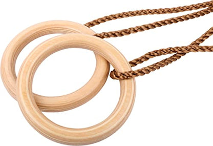 Small Foot 11592 Gymnastic Made of Solid Wood, Swinging Rings with Length-Adjustable Ropes for Kids and Adults Toys, Multicoloured, Seil Länge: ca. 122 cm, Turnring Ø ca. 18 cm