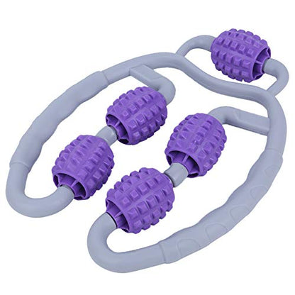 Leg Roller Massager, 360 Degree Muscle Massager with Elastic Bracket and Adjustable Width, for Arms Legs Calves Neck Pain Relief, Dark Purple