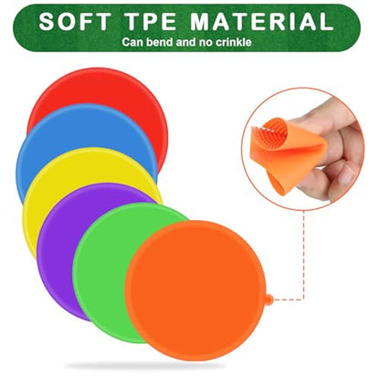 Poly Spot Markers 4inch Poly Spots for Gym Floor, 24/36/60 Pcs Flat Cones Non-Slip Rubber Floor Dots Agility Markers for Soccer Basketball Sports Speed Training, Dance, Classroom Activities - style: 60 pcs