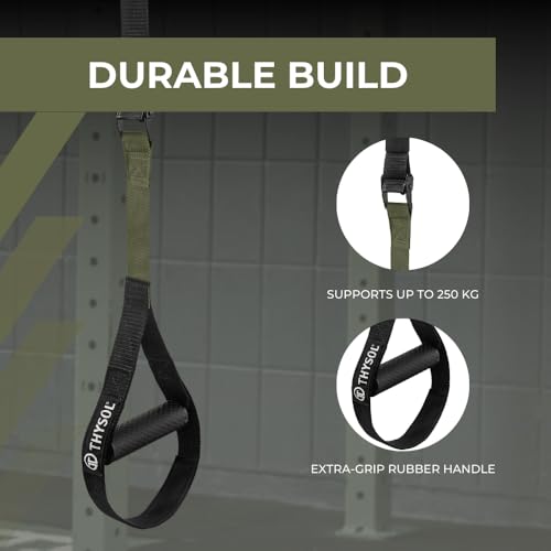 THYSOL® Resistance Trainer Pro Xtreme Straps Army | Sling Trainer Set with Adjustable Door Anchor | Fitness Home Workouts - Suitable for Travelling & for Training Indoor & Outdoor