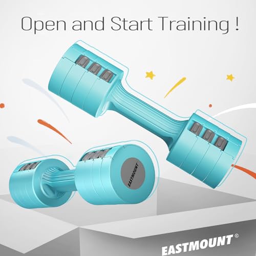 EAST MOUNT Adjustable Dumbbells 5 lb Dumbbells Set of 2 / Pair 10 lb Total Free Weights 6 in 1 Women Hand Weights for Home,Office,Gym Exercise Training 2lb 3lb 4lb 5lb Fast Adjust - color: Blue
