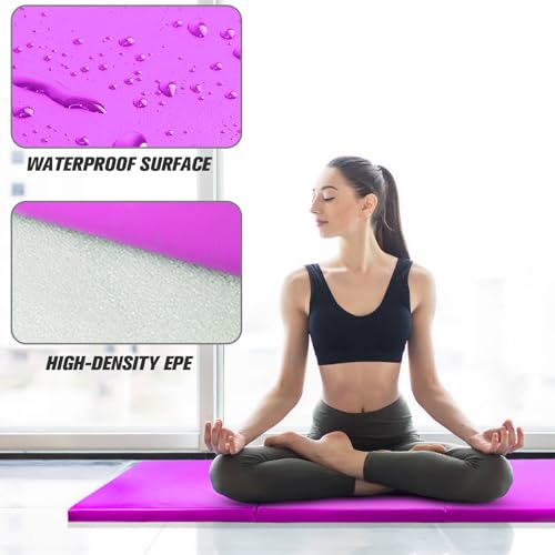 RitFit Upgraded Folding Exercise Mat, 2 Inch Thick Gymnastics Mat - color: Purple(3' x 6')