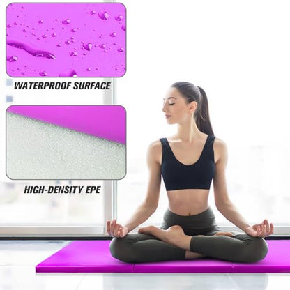 RitFit Upgraded Folding Exercise Mat, 2 Inch Thick Gymnastics Mat - color: Purple(3' x 6')