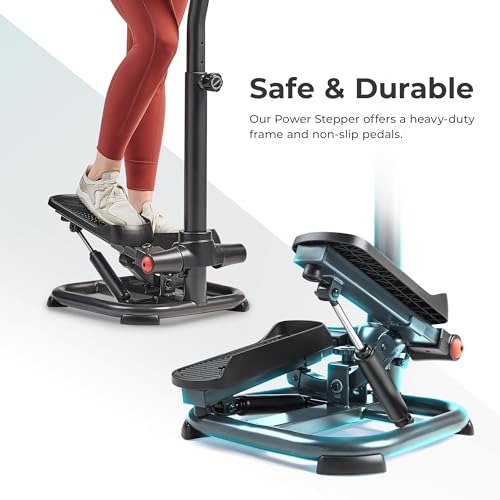 Sunny Health & Fitness Smart Stair Stepper Machine for Home Workouts with Handlebar, Resistance Bands, Bluetooth & SunnyFit App, Space-Saving Low-Impact Cardio Stepper