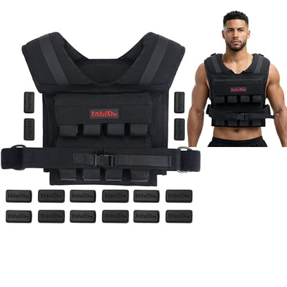 Weighted Vest for Men & Women | Adjustable Weight Vest 25 lbs/35 lbs/45 lbs with Removable Iron Weights, 1000D Cordura Weighted Training Vest for Rucking, Running & Strength Training - size: 25 lbs
