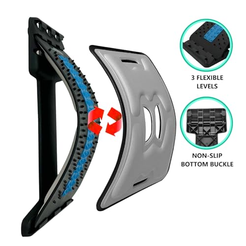Back Stretcher with Lumbar Support Board for Back Pain Relief - Dual-Sided Adjustable Spinal Decompression & Cracker Device (Blue)