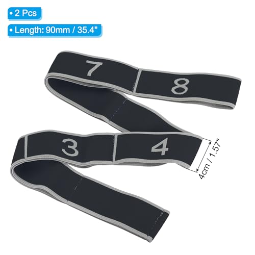 PATIKIL Exercise Bands, Yoga Stretching Strap Latin Elastic Bands for Physical Dance Stretch Pilates Resistance Bands - color: Black/Gray