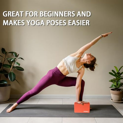 Yoga Blocks 2 Pack - Non-Slip Yoga Brick & Foam Blocks Yoga Set, High-Density Pilates Block for Stretching, Meditation, and Exercise Blocks Foam, Ideal for Deep Poses