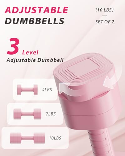 Ragebby Adjustable Dumbbell Set of 2, Weights for Men and Women at Home - color: PINK, style: 20LB(10LB Pair)